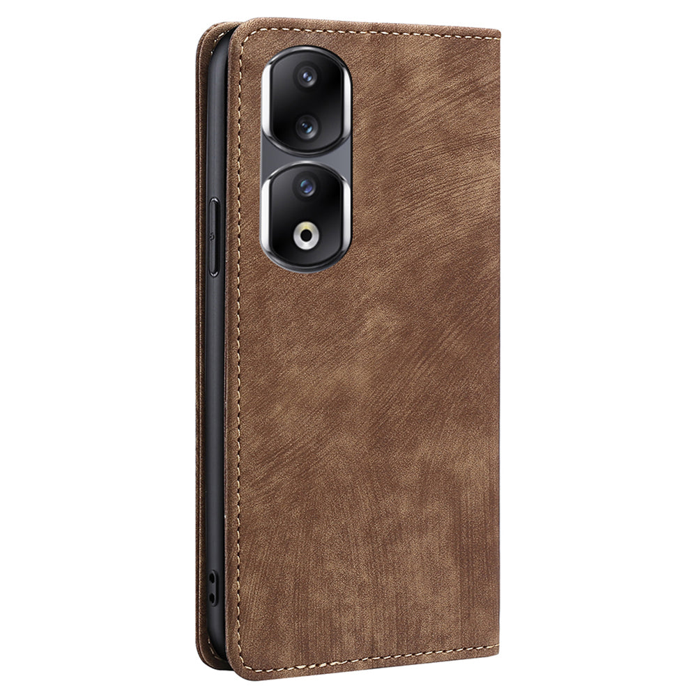 For Honor 90 Pro Shockproof Phone Case PU Leather Stand RFID Blocking Wallet Anti-drop Cover