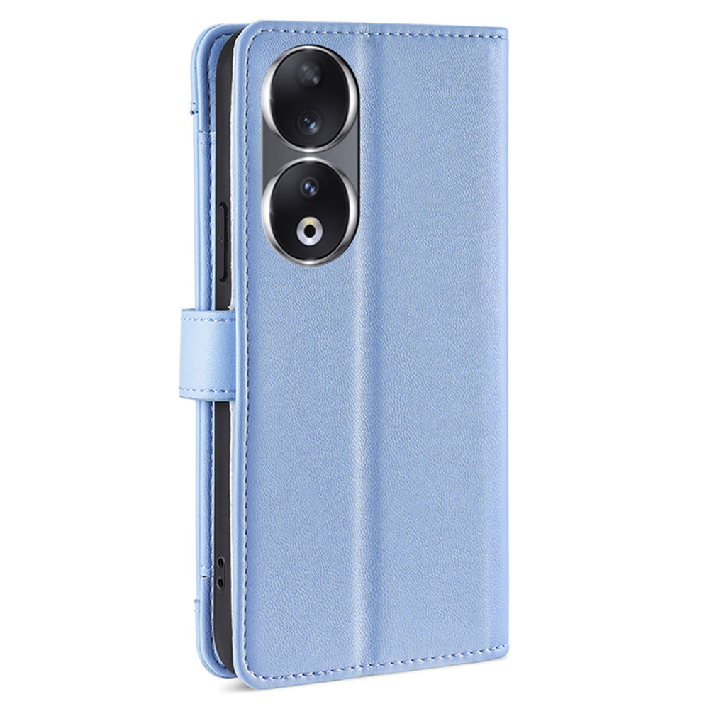 For Honor 90 Zipper Pocket Phone Leather Case Multiple Card Slots Anti-drop Cover with Straps