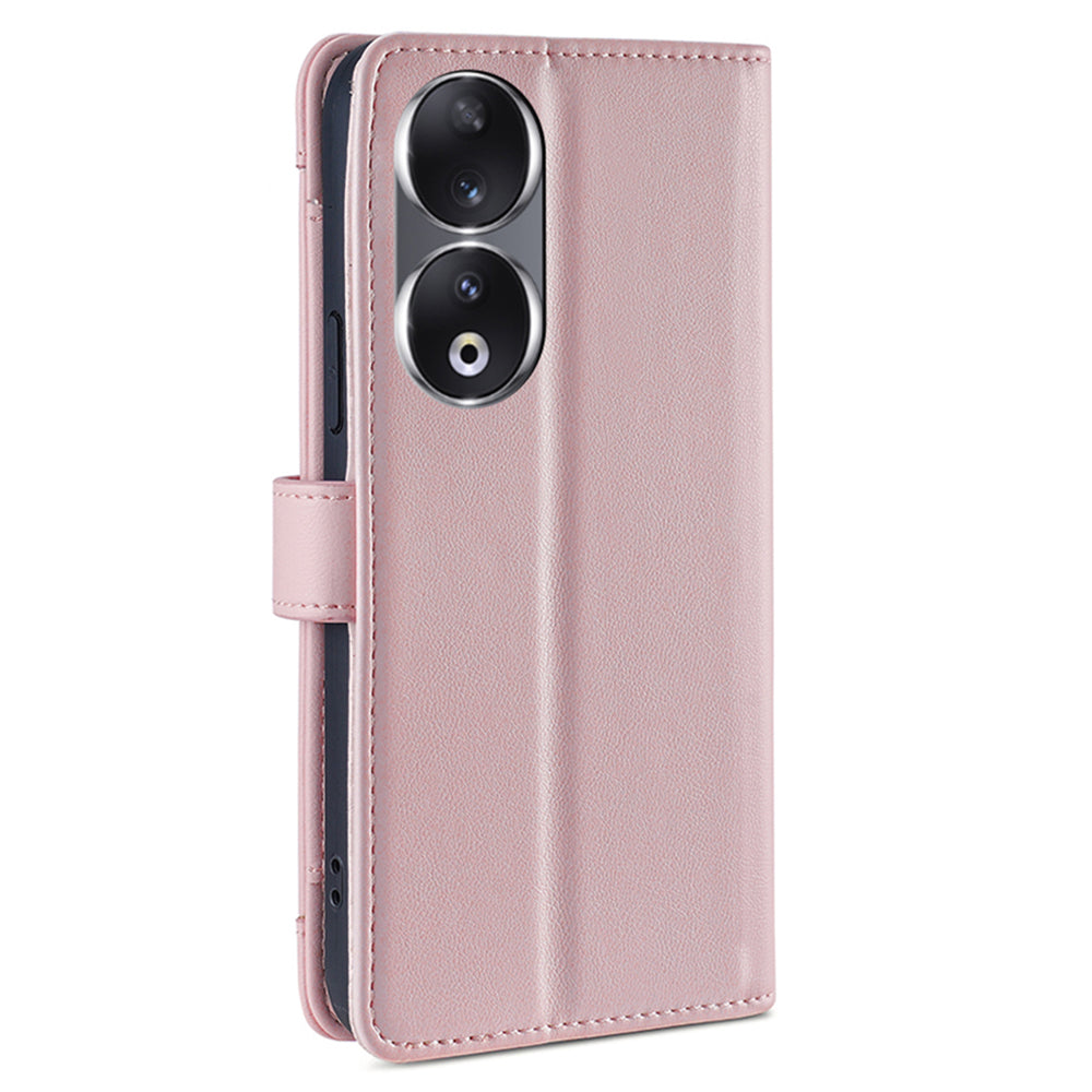 For Honor 90 Zipper Pocket Phone Leather Case Multiple Card Slots Anti-drop Cover with Straps