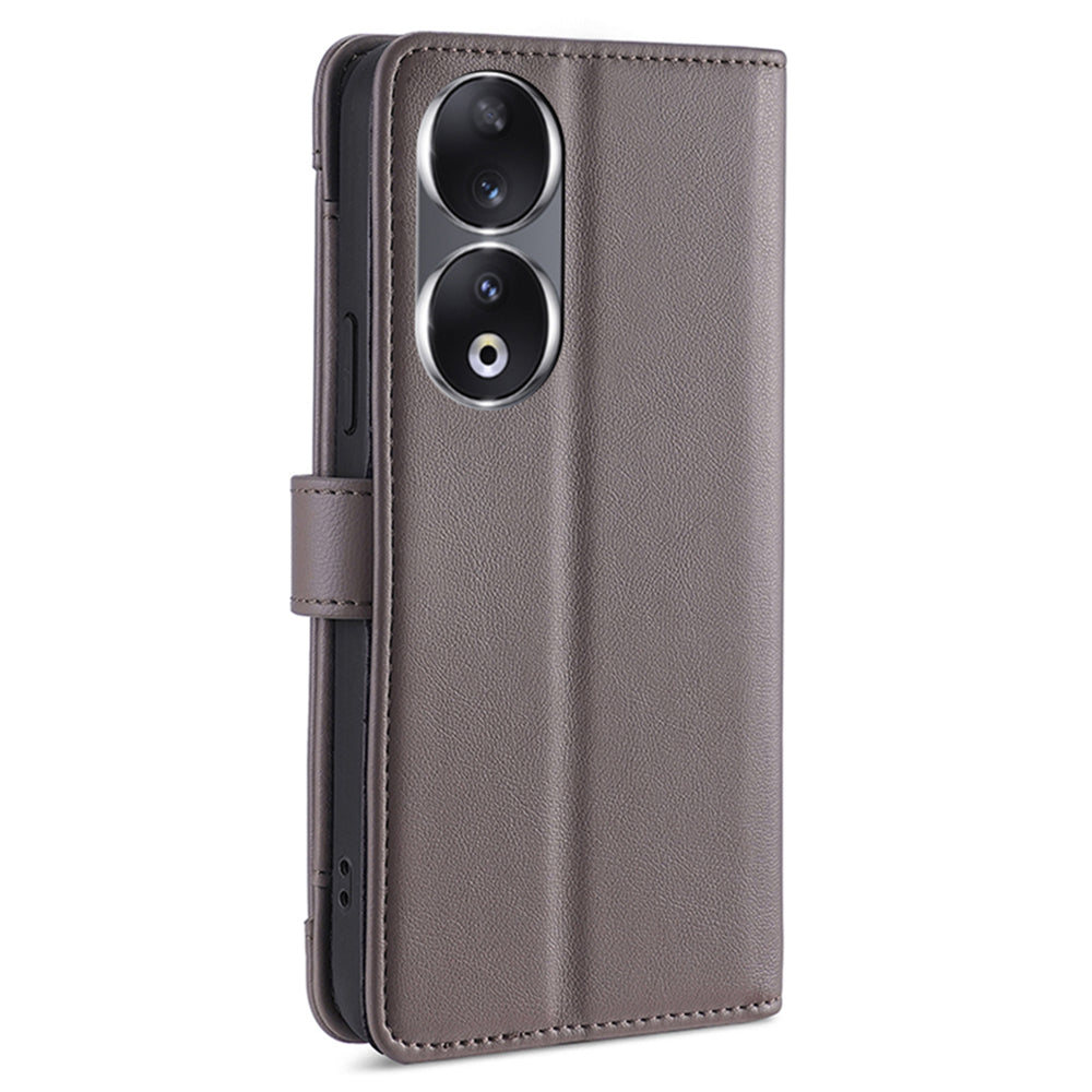 For Honor 90 Zipper Pocket Phone Leather Case Multiple Card Slots Anti-drop Cover with Straps