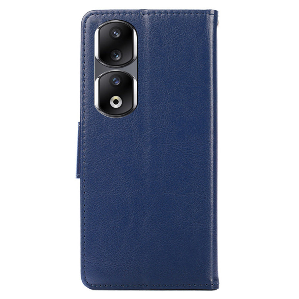 For Honor 90 Pro Wallet Stand Shell Textured PU Leather Phone Protection Case Shockproof Phone Cover