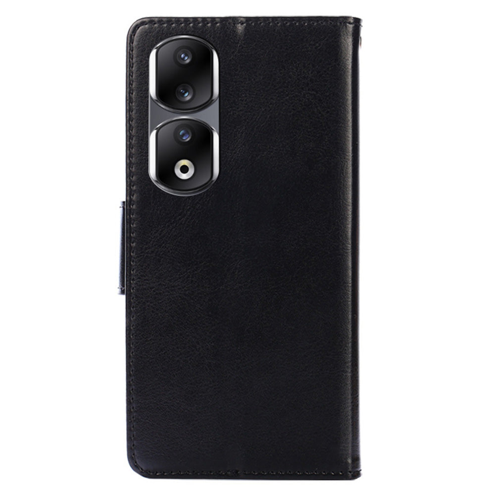 For Honor 90 Pro Wallet Stand Shell Textured PU Leather Phone Protection Case Shockproof Phone Cover