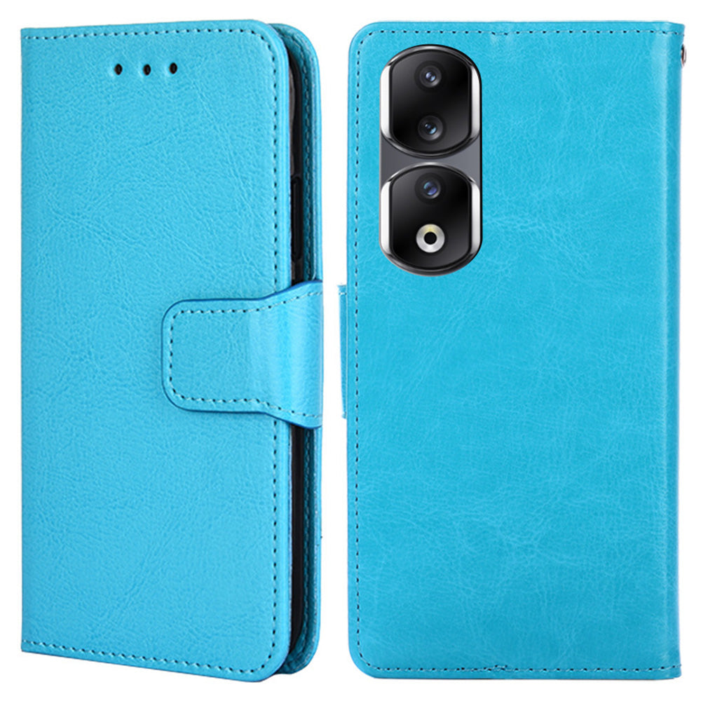 For Honor 90 Pro Wallet Stand Shell Textured PU Leather Phone Protection Case Shockproof Phone Cover