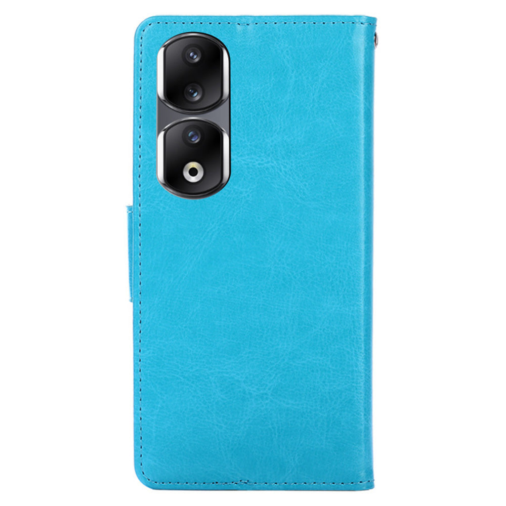 For Honor 90 Pro Wallet Stand Shell Textured PU Leather Phone Protection Case Shockproof Phone Cover