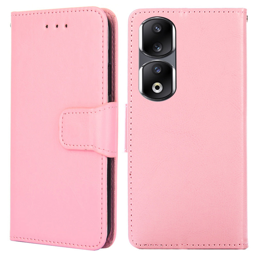 For Honor 90 Pro Wallet Stand Shell Textured PU Leather Phone Protection Case Shockproof Phone Cover