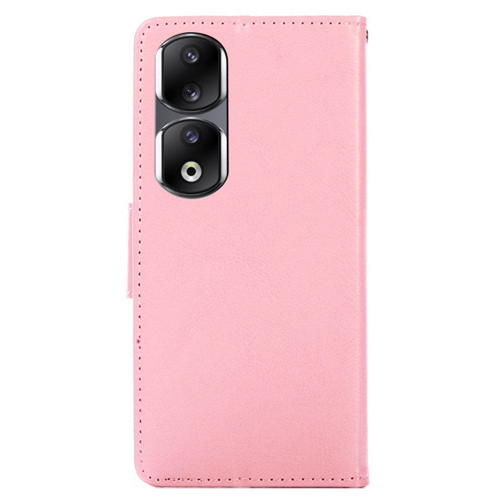 For Honor 90 Pro Wallet Stand Shell Textured PU Leather Phone Protection Case Shockproof Phone Cover