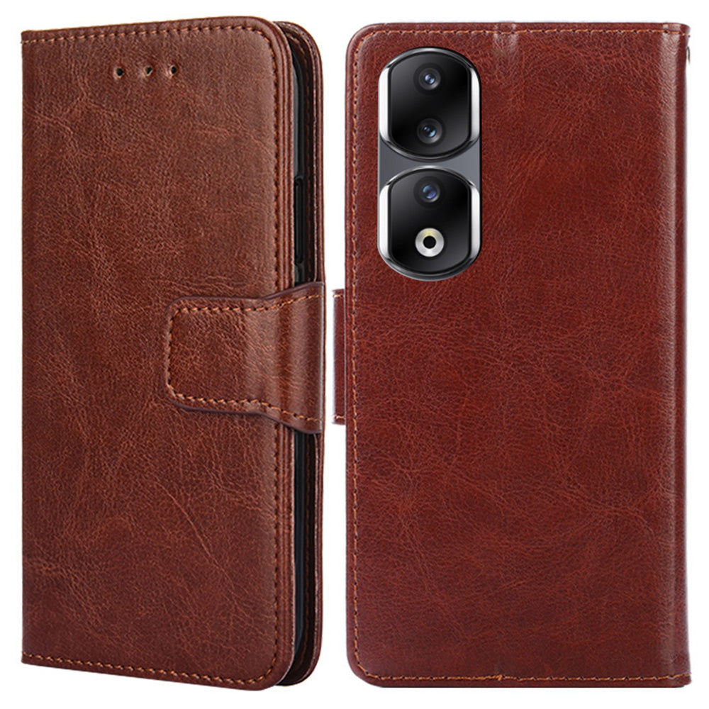 For Honor 90 Pro Wallet Stand Shell Textured PU Leather Phone Protection Case Shockproof Phone Cover