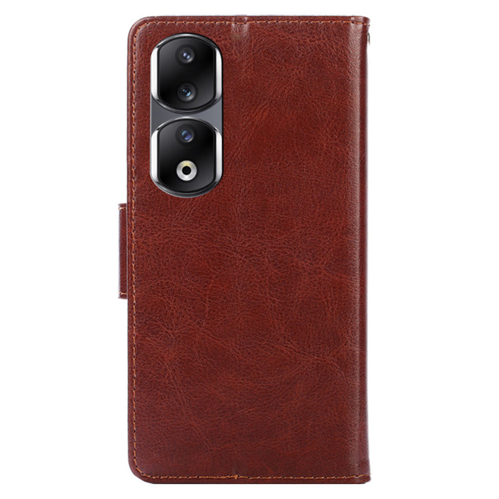 For Honor 90 Pro Wallet Stand Shell Textured PU Leather Phone Protection Case Shockproof Phone Cover