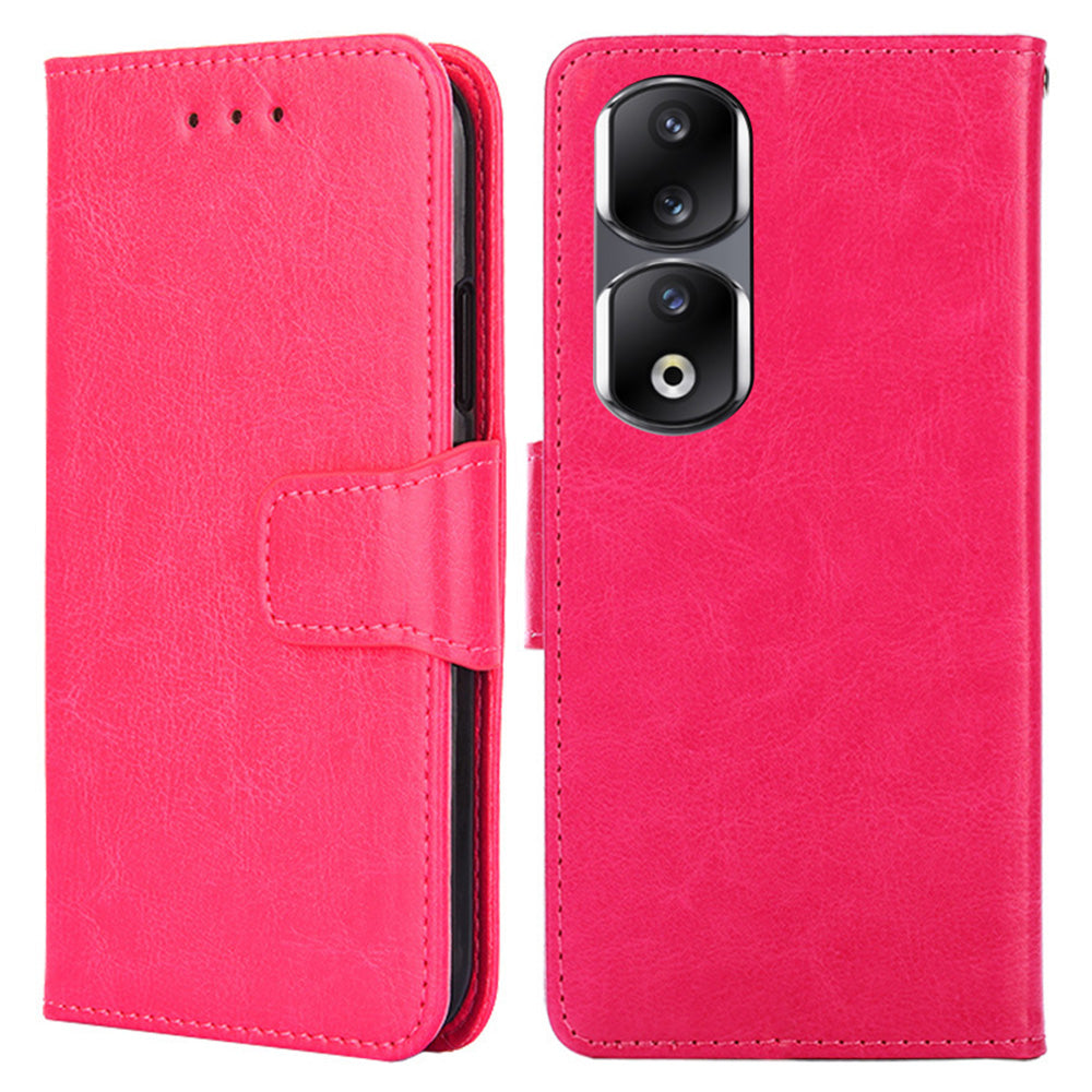 For Honor 90 Pro Wallet Stand Shell Textured PU Leather Phone Protection Case Shockproof Phone Cover