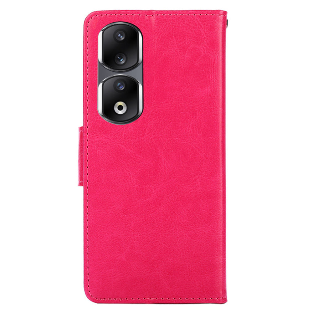 For Honor 90 Pro Wallet Stand Shell Textured PU Leather Phone Protection Case Shockproof Phone Cover