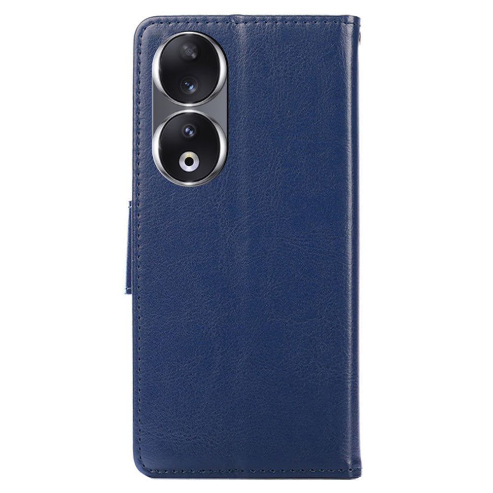 For Honor 90 Textured Cell Phone Case PU Leather Stand Anti-scratch Mobile Phone Cover Wallet