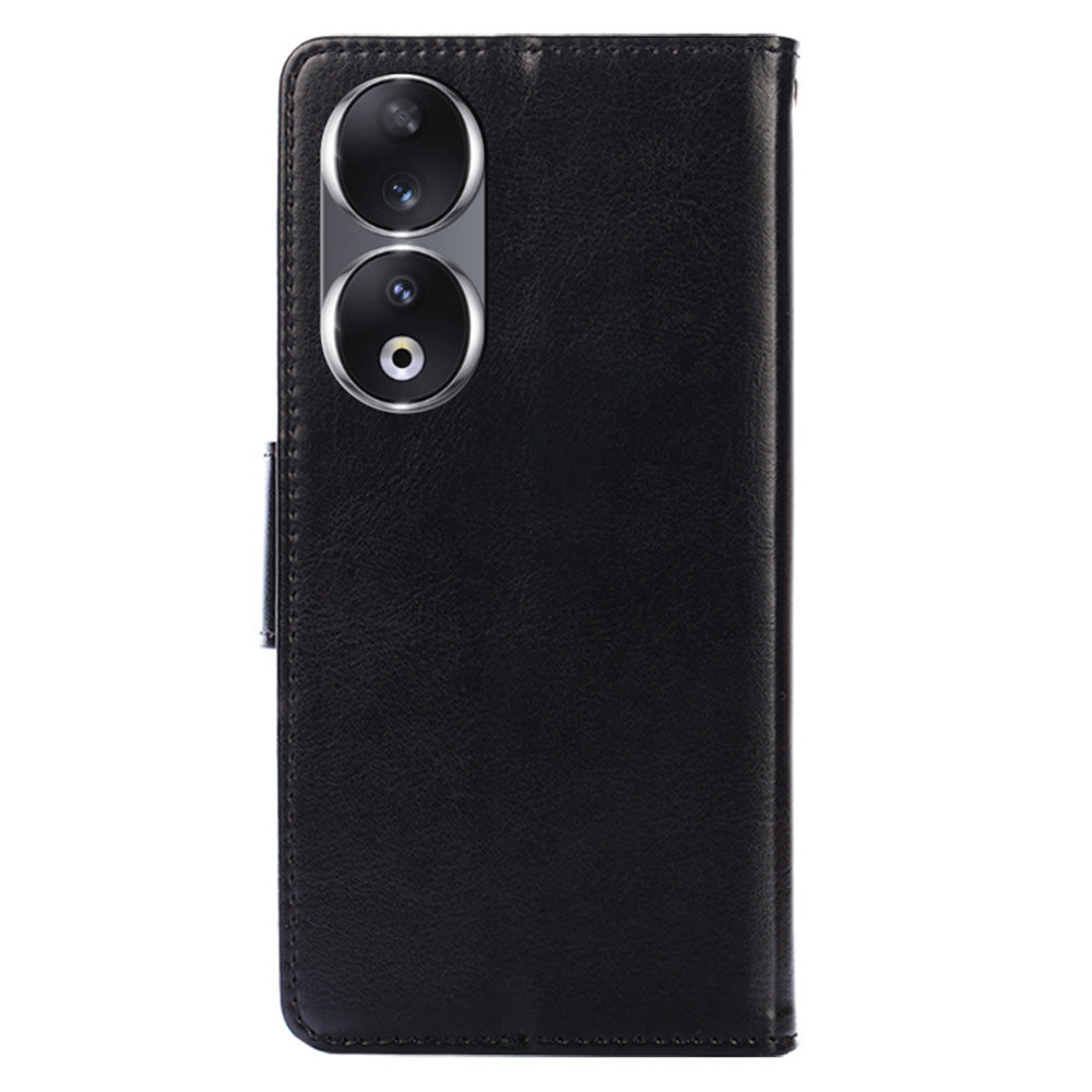 For Honor 90 Textured Cell Phone Case PU Leather Stand Anti-scratch Mobile Phone Cover Wallet