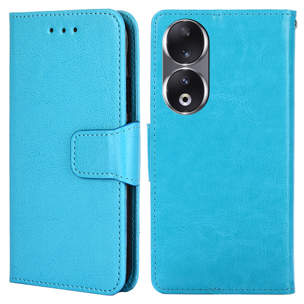 For Honor 90 Textured Cell Phone Case PU Leather Stand Anti-scratch Mobile Phone Cover Wallet