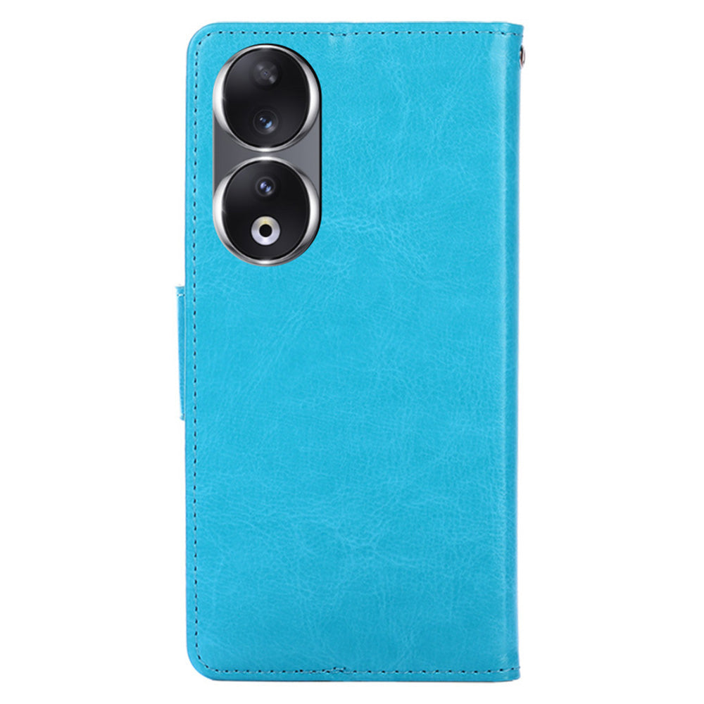 For Honor 90 Textured Cell Phone Case PU Leather Stand Anti-scratch Mobile Phone Cover Wallet