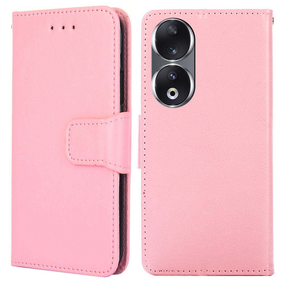 For Honor 90 Textured Cell Phone Case PU Leather Stand Anti-scratch Mobile Phone Cover Wallet