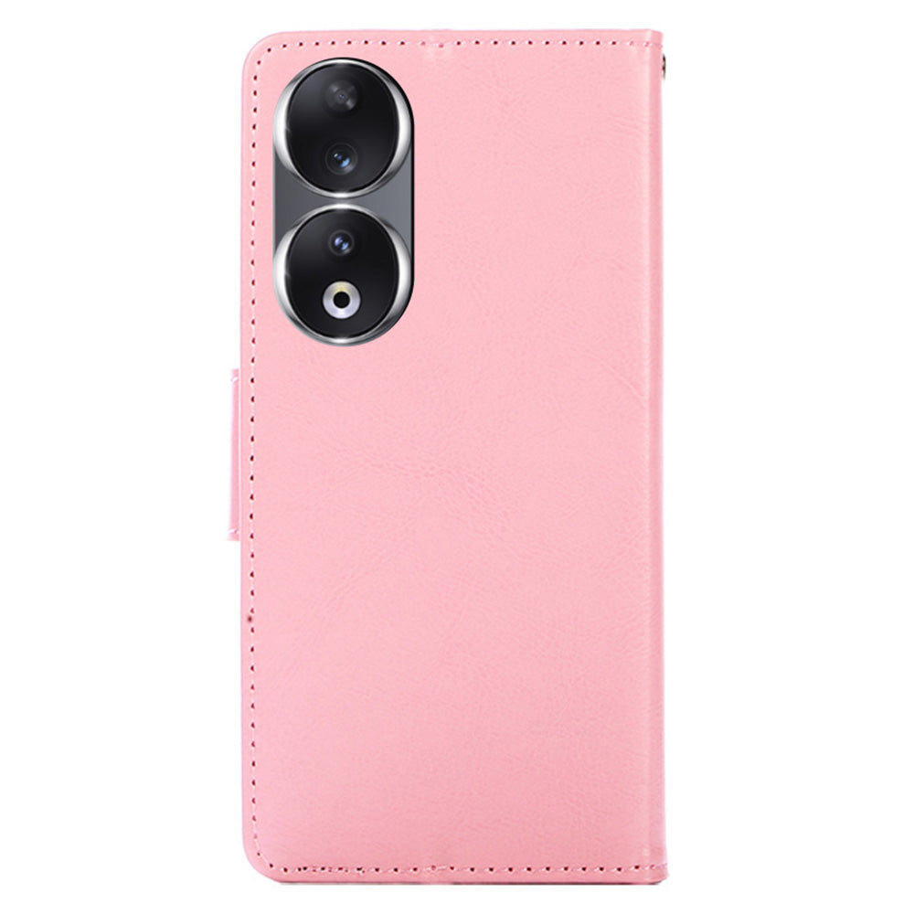 For Honor 90 Textured Cell Phone Case PU Leather Stand Anti-scratch Mobile Phone Cover Wallet
