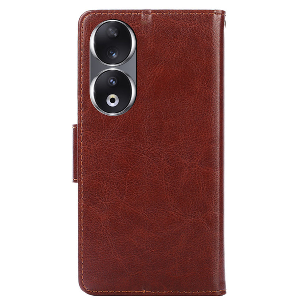 For Honor 90 Textured Cell Phone Case PU Leather Stand Anti-scratch Mobile Phone Cover Wallet