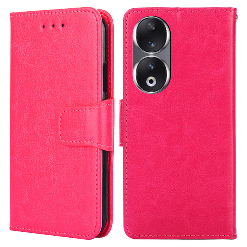 For Honor 90 Textured Cell Phone Case PU Leather Stand Anti-scratch Mobile Phone Cover Wallet