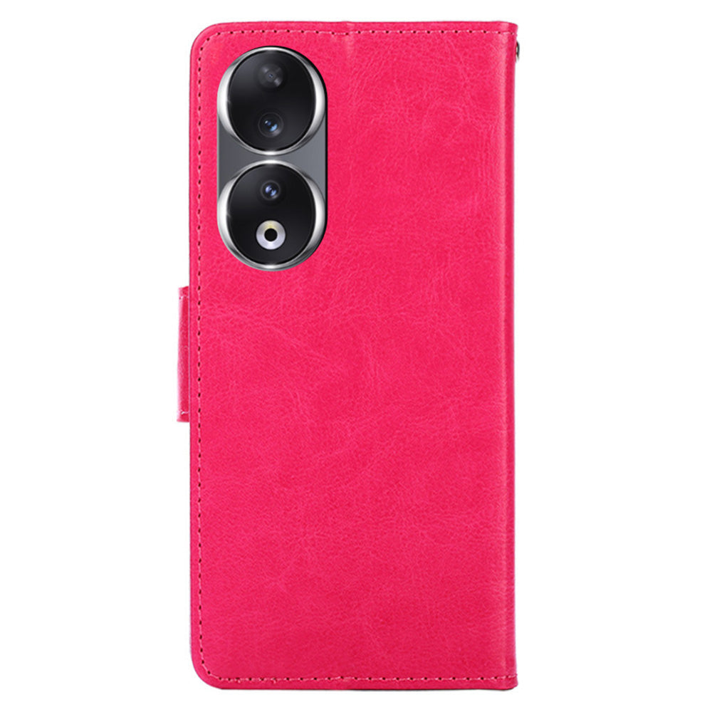 For Honor 90 Textured Cell Phone Case PU Leather Stand Anti-scratch Mobile Phone Cover Wallet