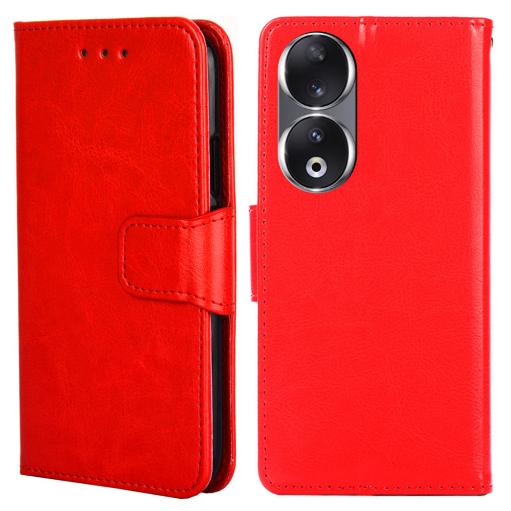 For Honor 90 Textured Cell Phone Case PU Leather Stand Anti-scratch Mobile Phone Cover Wallet