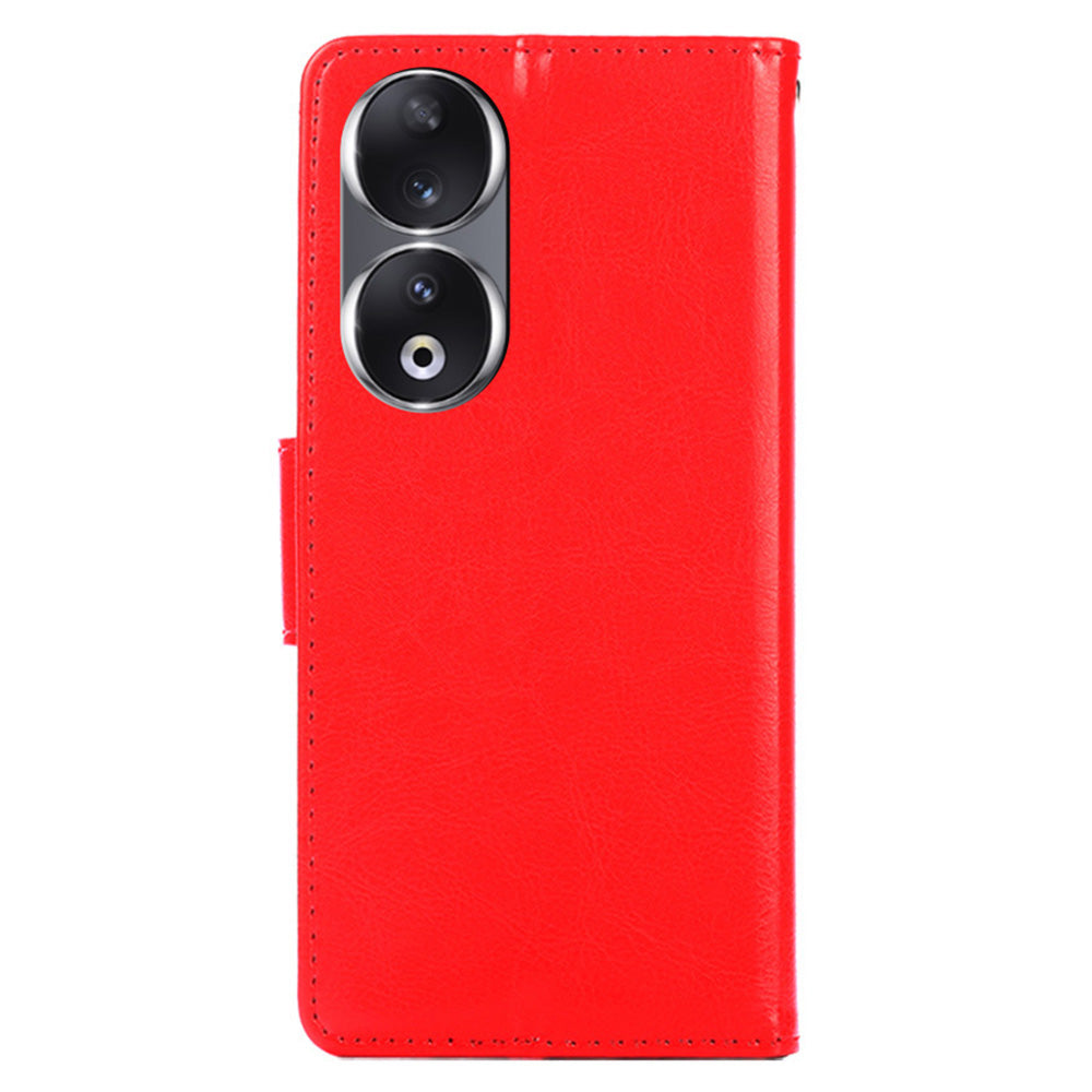 For Honor 90 Textured Cell Phone Case PU Leather Stand Anti-scratch Mobile Phone Cover Wallet