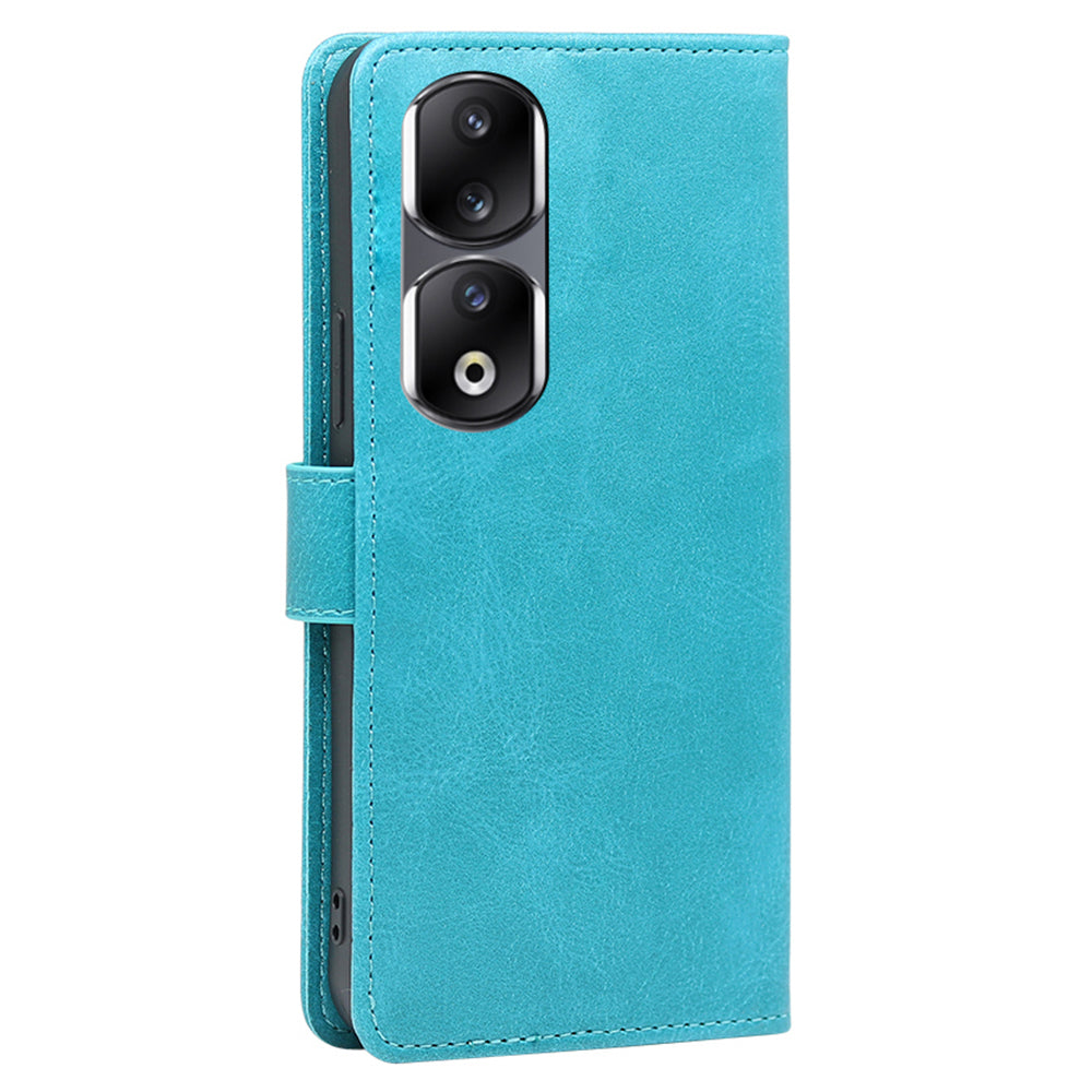 For Honor 90 Pro Anti-Scratch Phone Shell Calf Texture Wallet Phone Case PU Leather Stand Cover