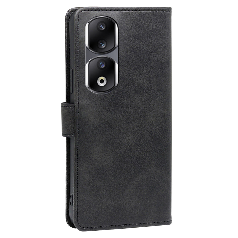 For Honor 90 Pro Anti-Scratch Phone Shell Calf Texture Wallet Phone Case PU Leather Stand Cover