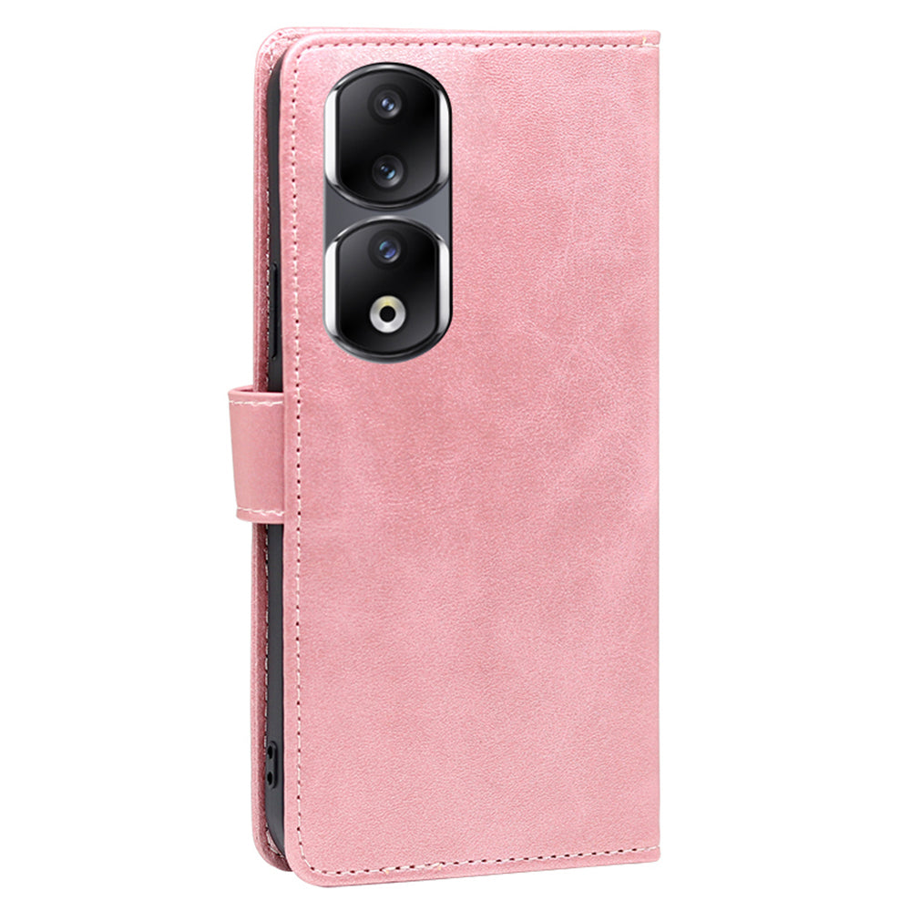For Honor 90 Pro Anti-Scratch Phone Shell Calf Texture Wallet Phone Case PU Leather Stand Cover