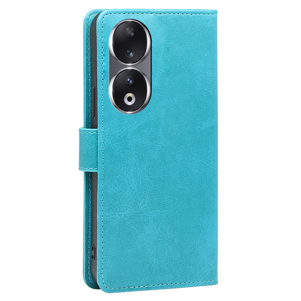 For Honor 90 Phone Wallet Case Calf Texture TPU+PU Leather Shell Stand Anti-drop Cover