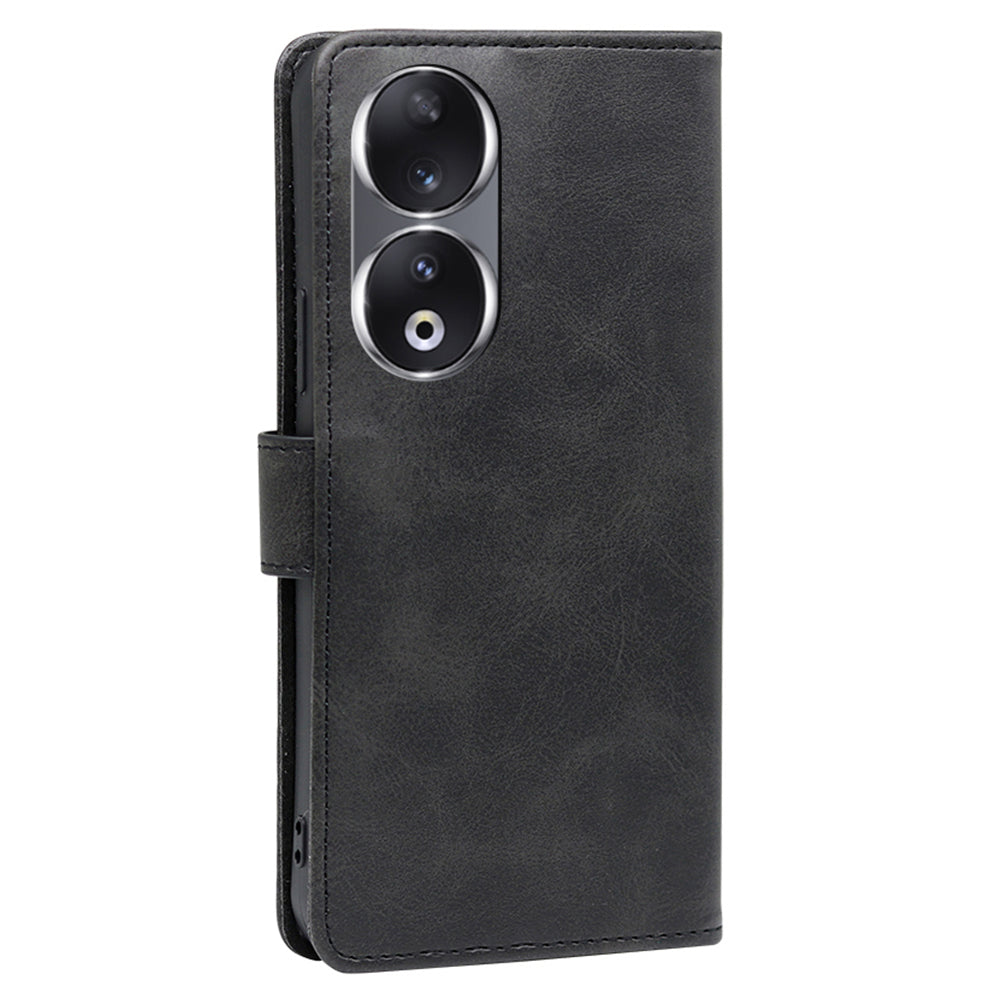 For Honor 90 Phone Wallet Case Calf Texture TPU+PU Leather Shell Stand Anti-drop Cover