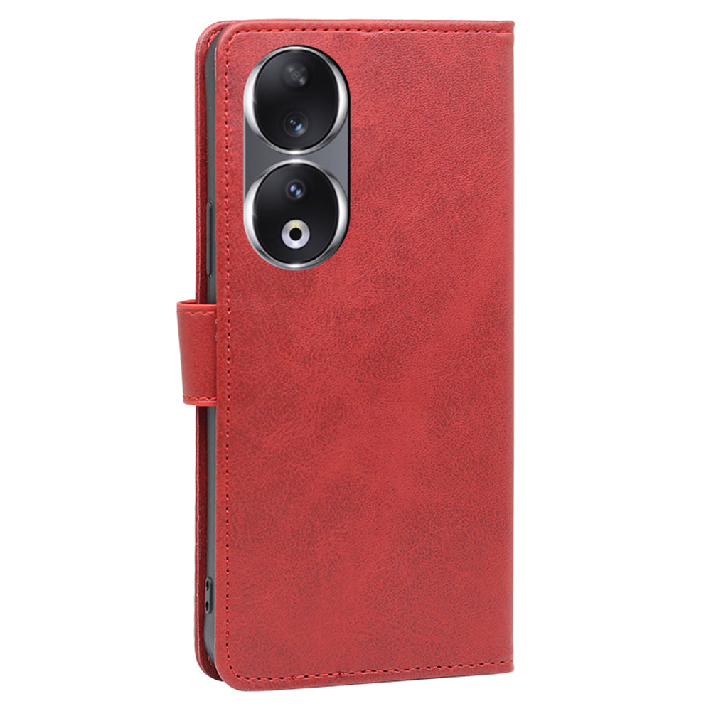 For Honor 90 Phone Wallet Case Calf Texture TPU+PU Leather Shell Stand Anti-drop Cover