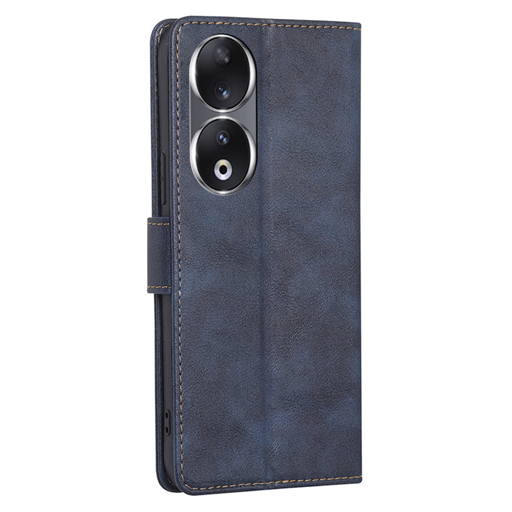 For Honor 90 Cowhide Texture Phone Shell RFID Blocking Wallet Phone Case PU Leather Stand Cover