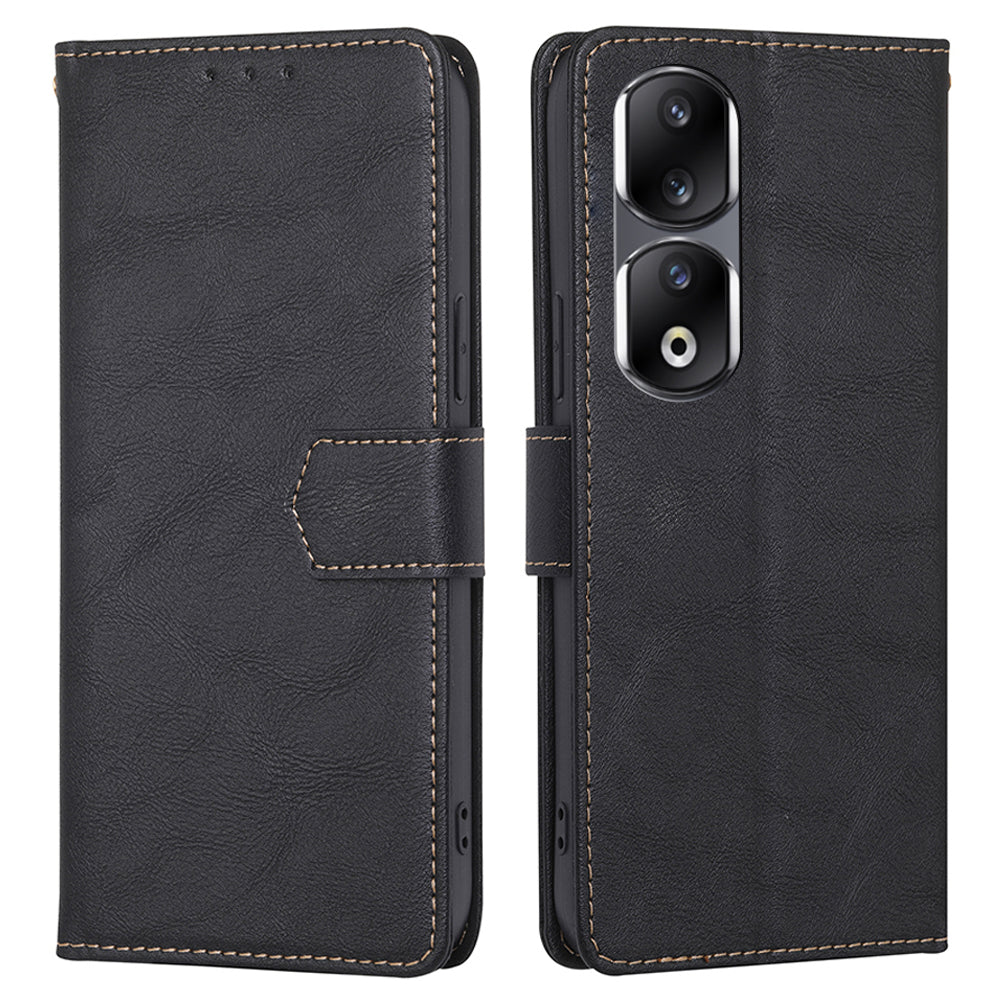 For Honor 90 Pro Cell Phone Cover PU Leather RFID Blocking Wallet Case Cowhide Texture Stand Shell