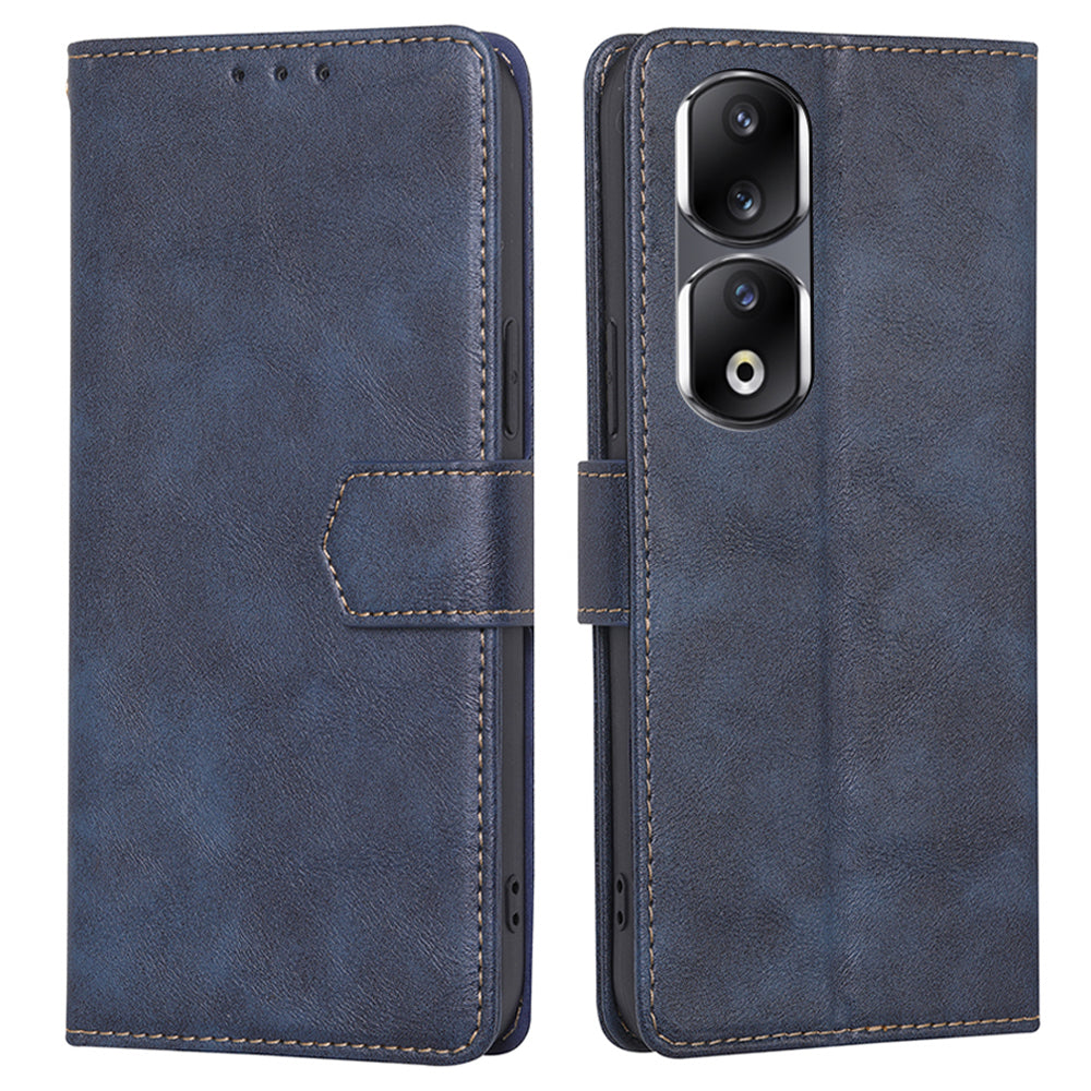 For Honor 90 Pro Cell Phone Cover PU Leather RFID Blocking Wallet Case Cowhide Texture Stand Shell