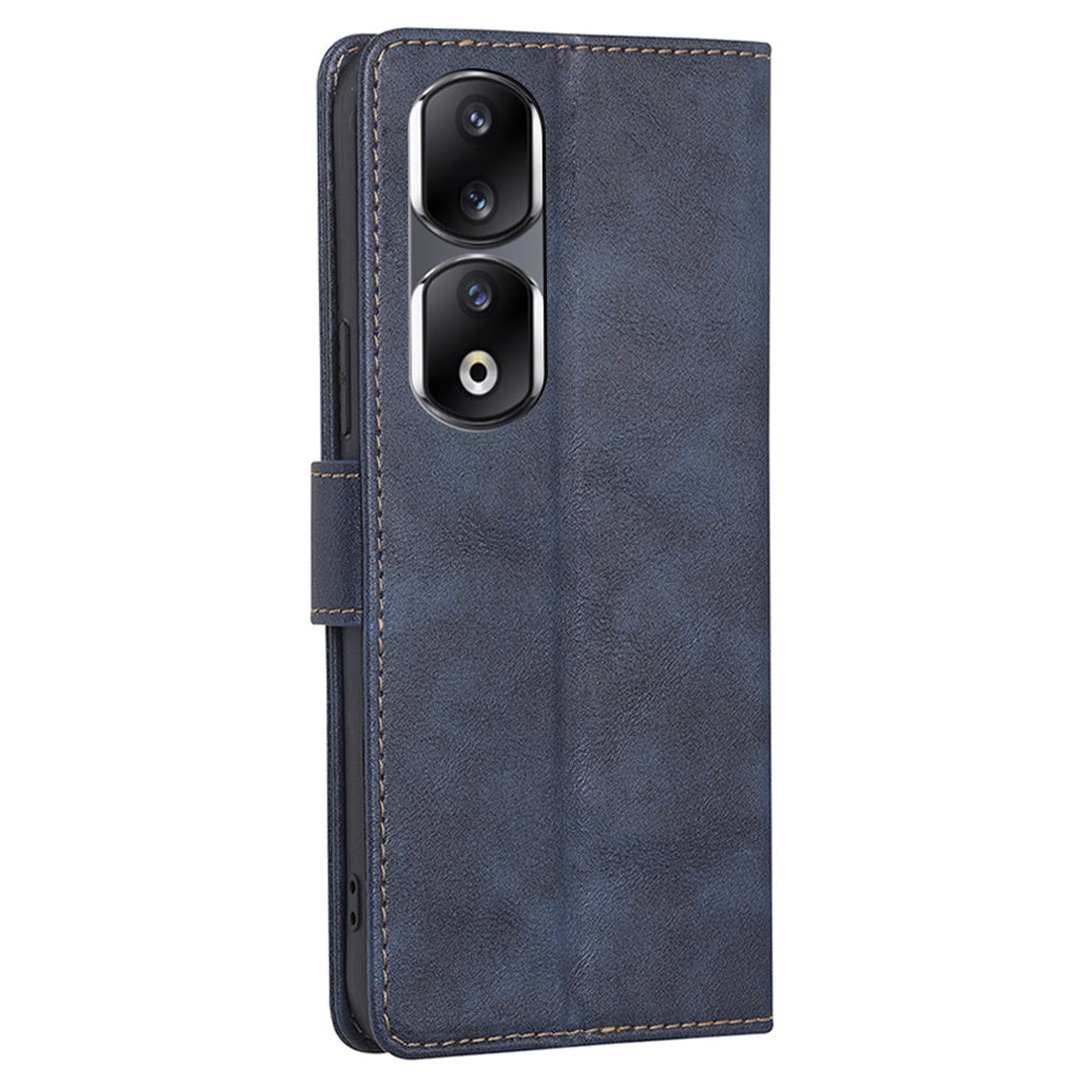 For Honor 90 Pro Cell Phone Cover PU Leather RFID Blocking Wallet Case Cowhide Texture Stand Shell