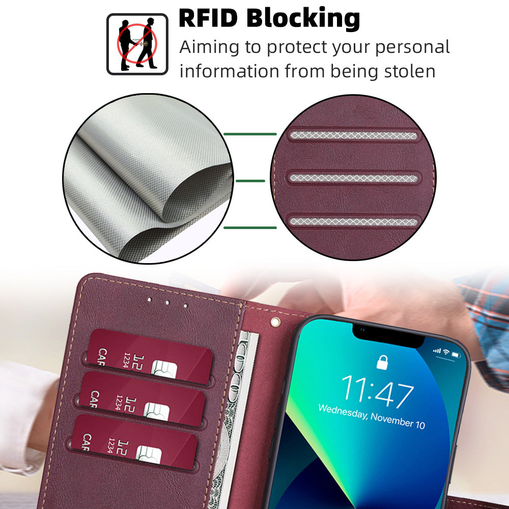 For Huawei Enjoy 60 Pro / Nova 11i / Maimang 20 Leather Shell Cowhide Texture Wallet RFID Blocking Phone Stand Cover