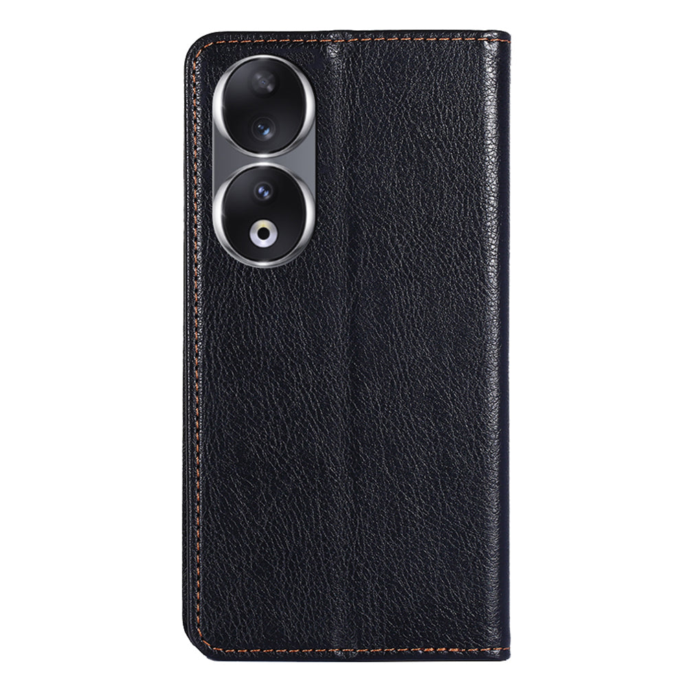For Honor 90 Slim-Fit Leather Phone Cover Stand Wallet Phone Shell Magnetic Auto-absorbed Case