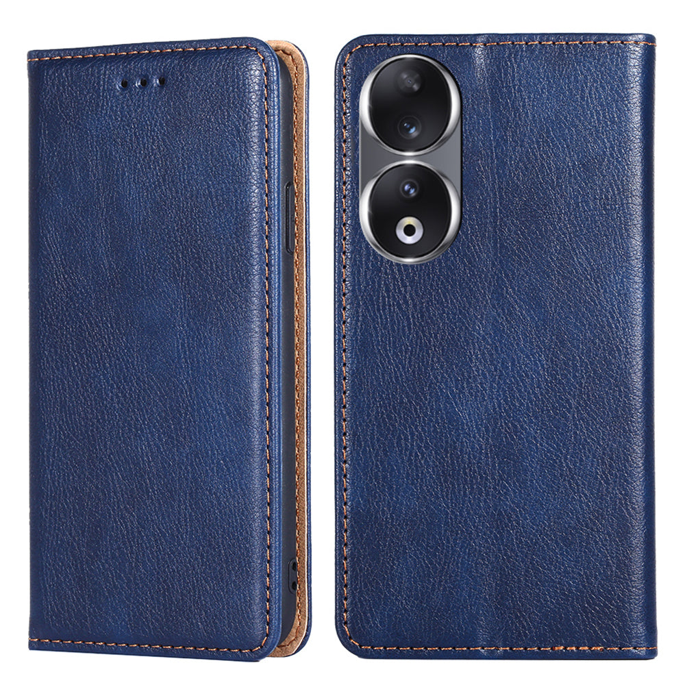 For Honor 90 Slim-Fit Leather Phone Cover Stand Wallet Phone Shell Magnetic Auto-absorbed Case