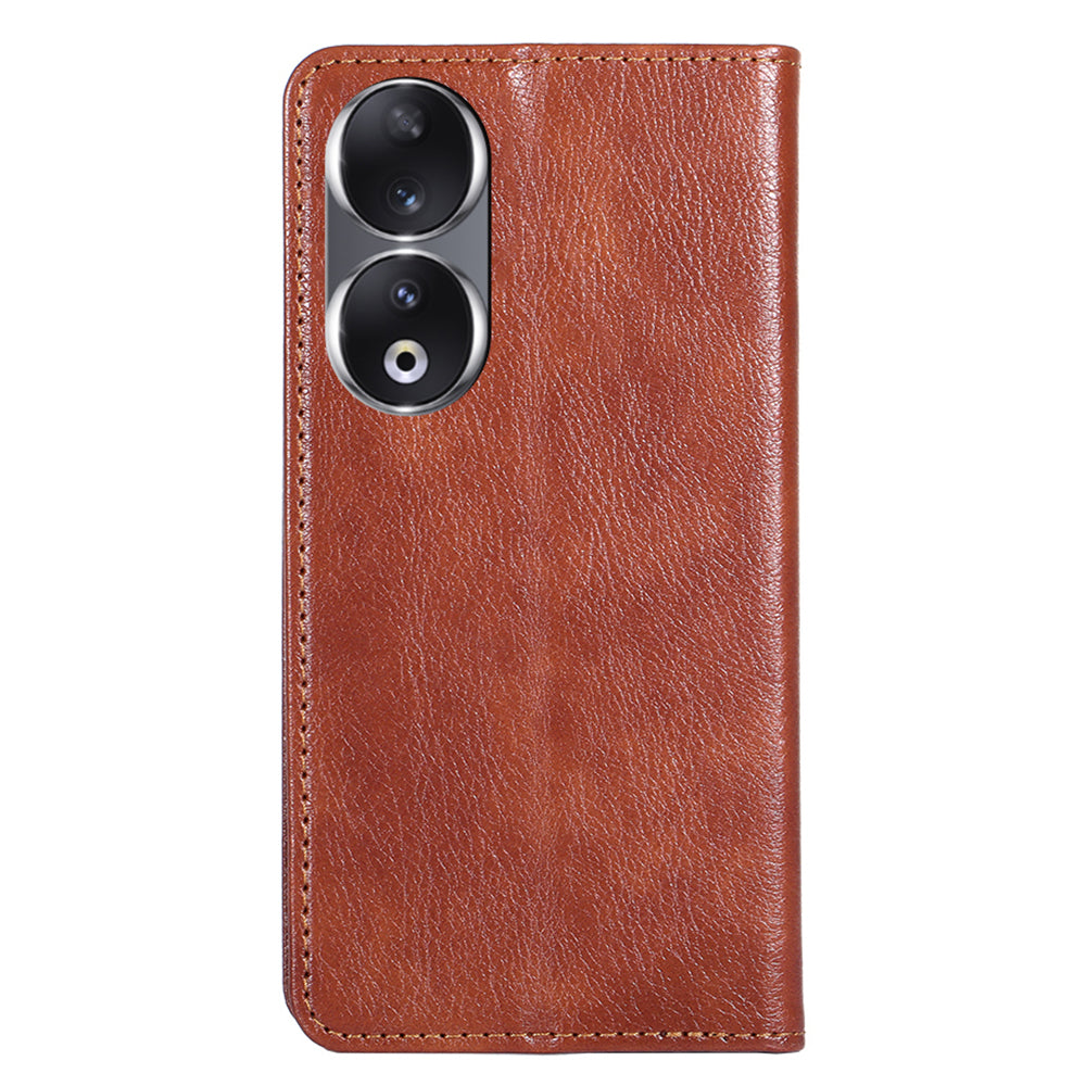 For Honor 90 Slim-Fit Leather Phone Cover Stand Wallet Phone Shell Magnetic Auto-absorbed Case
