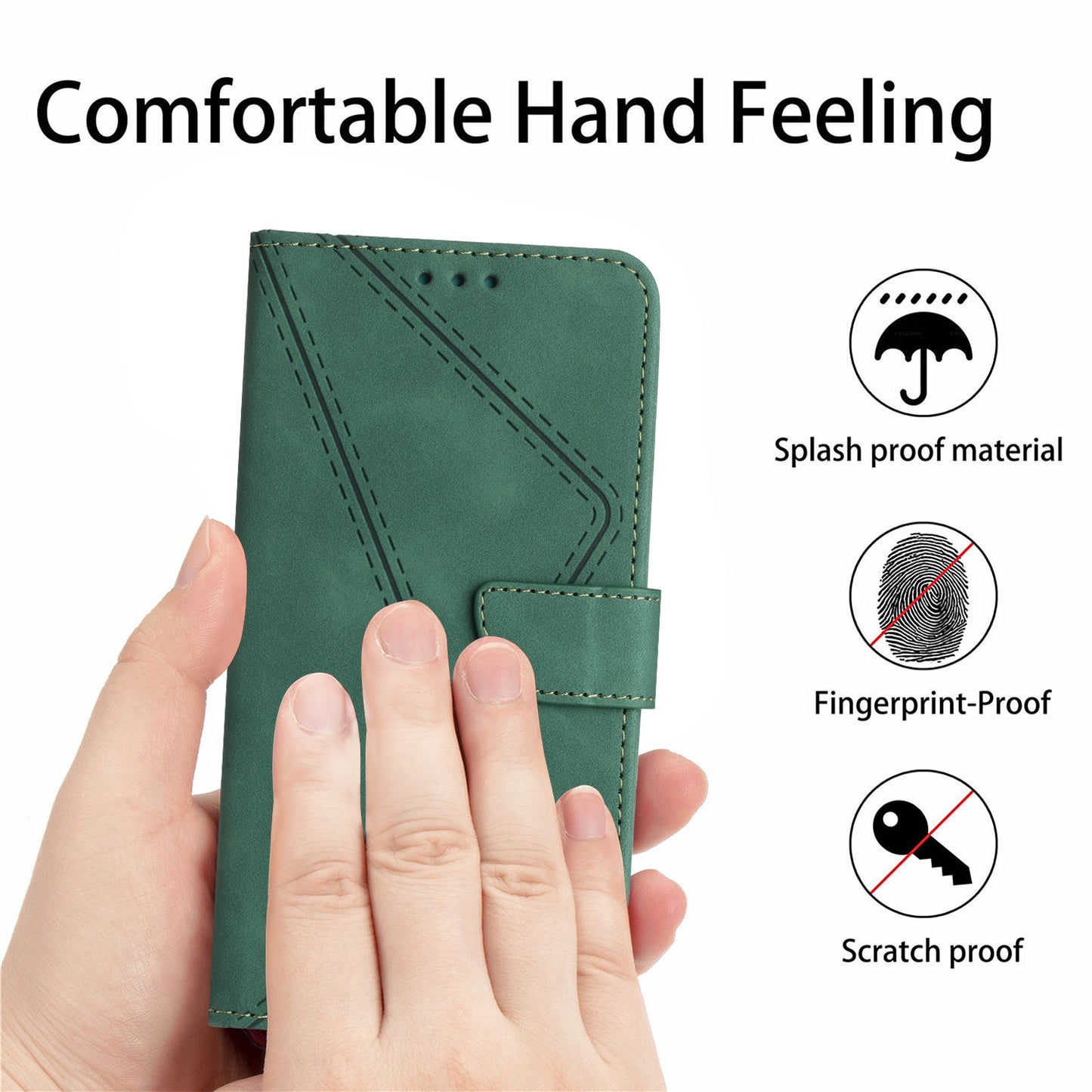 HT05 For Honor 90 Lite 5G / X50i 5G Wallet Leather Phone Case Skin-touch Imprinted Line Stand Cover