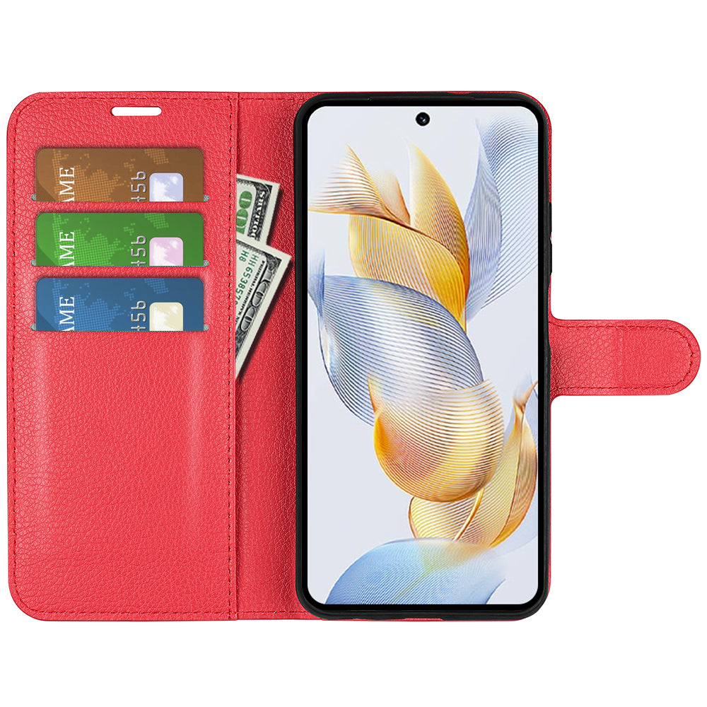 For Honor 90 Wallet Litchi Texture Shell Phone Cover Stand Mobile Phone PU Leather Case
