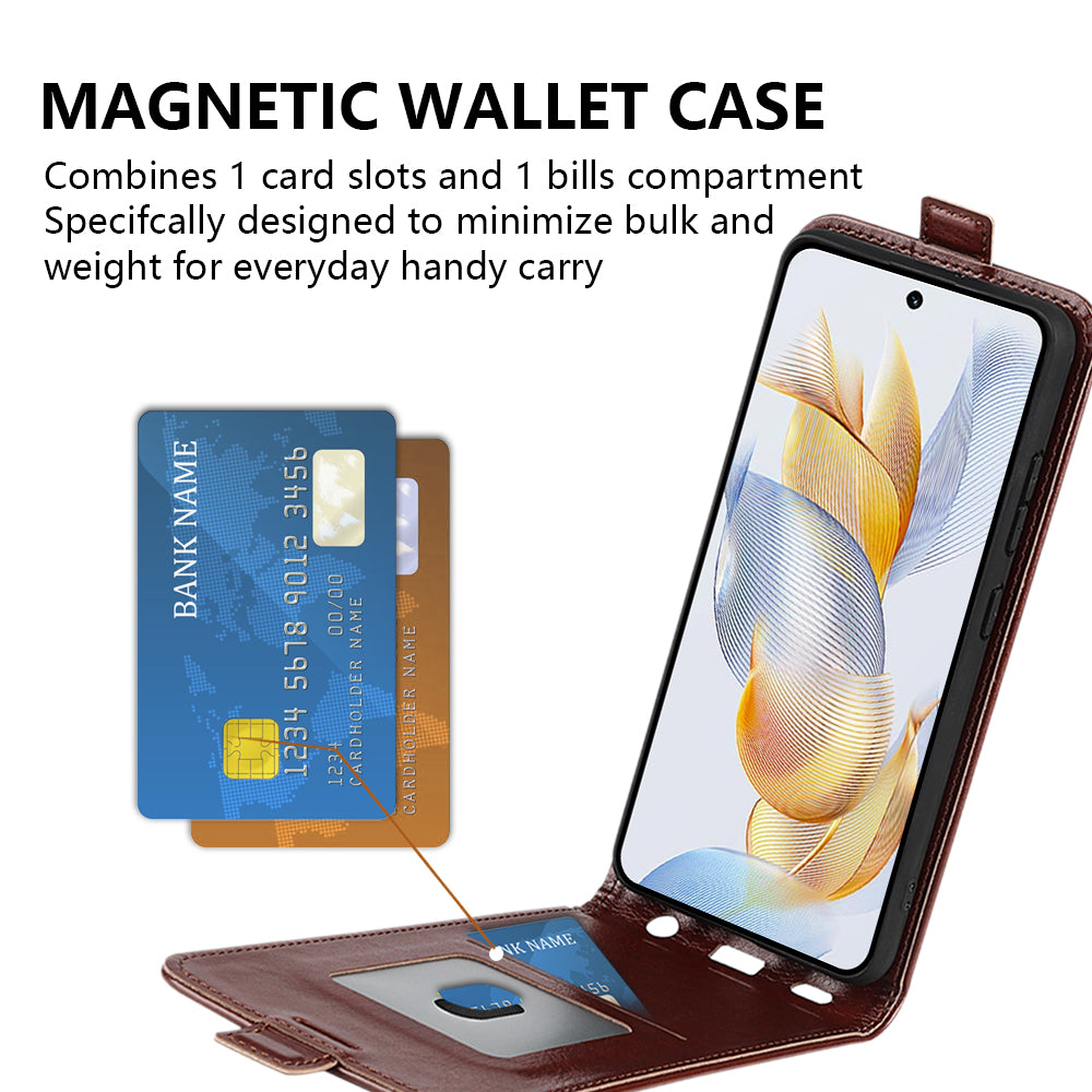 For Honor 90 TPU+PU Leather Phone Shell Vertical Flip Case Mobile Phone Cover with Card Slots