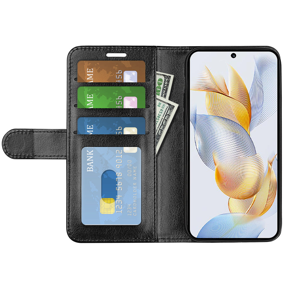 For Honor 90 PU Leather Shell Stand Cover Crazy Horse Texture Wallet Flip Phone Case