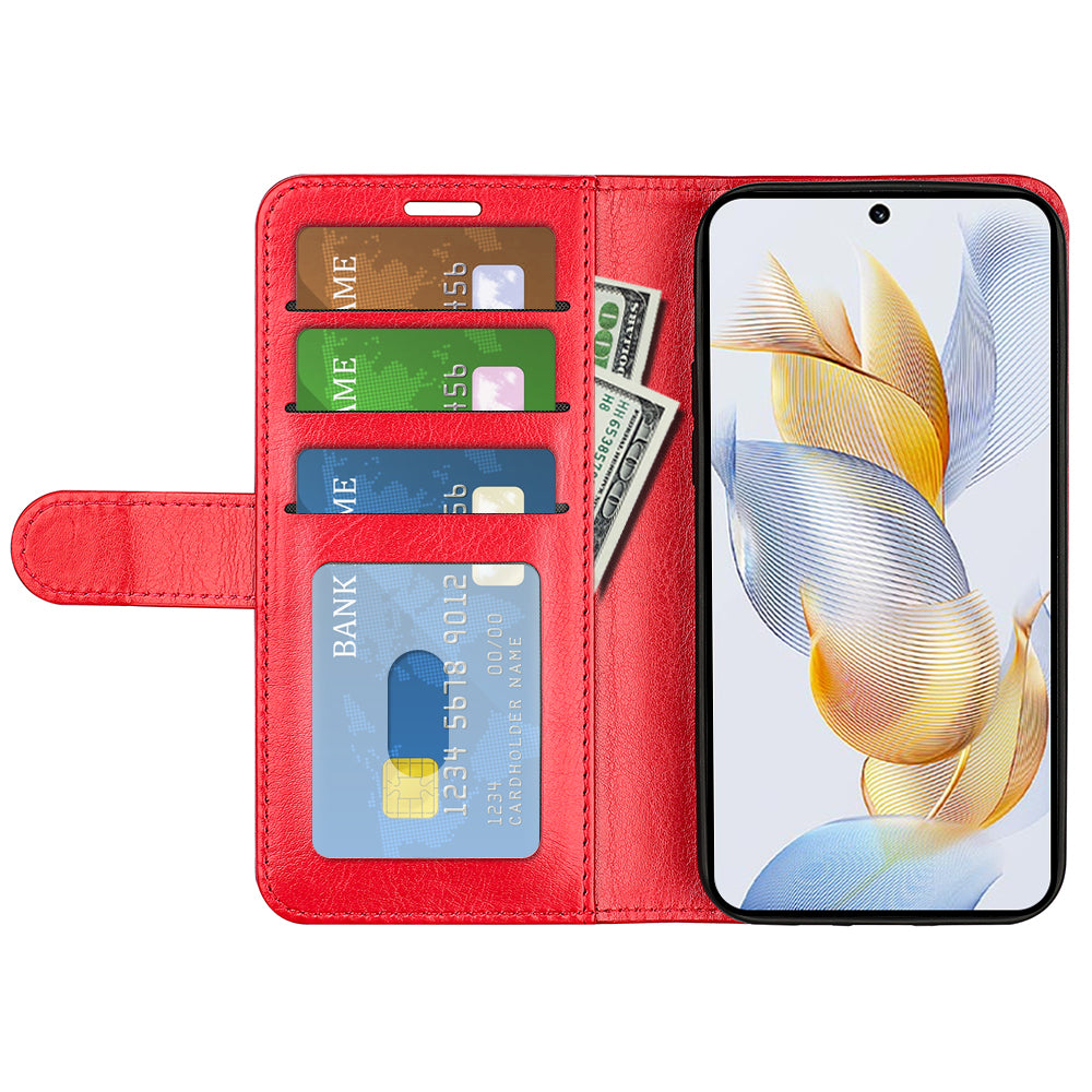 For Honor 90 PU Leather Shell Stand Cover Crazy Horse Texture Wallet Flip Phone Case