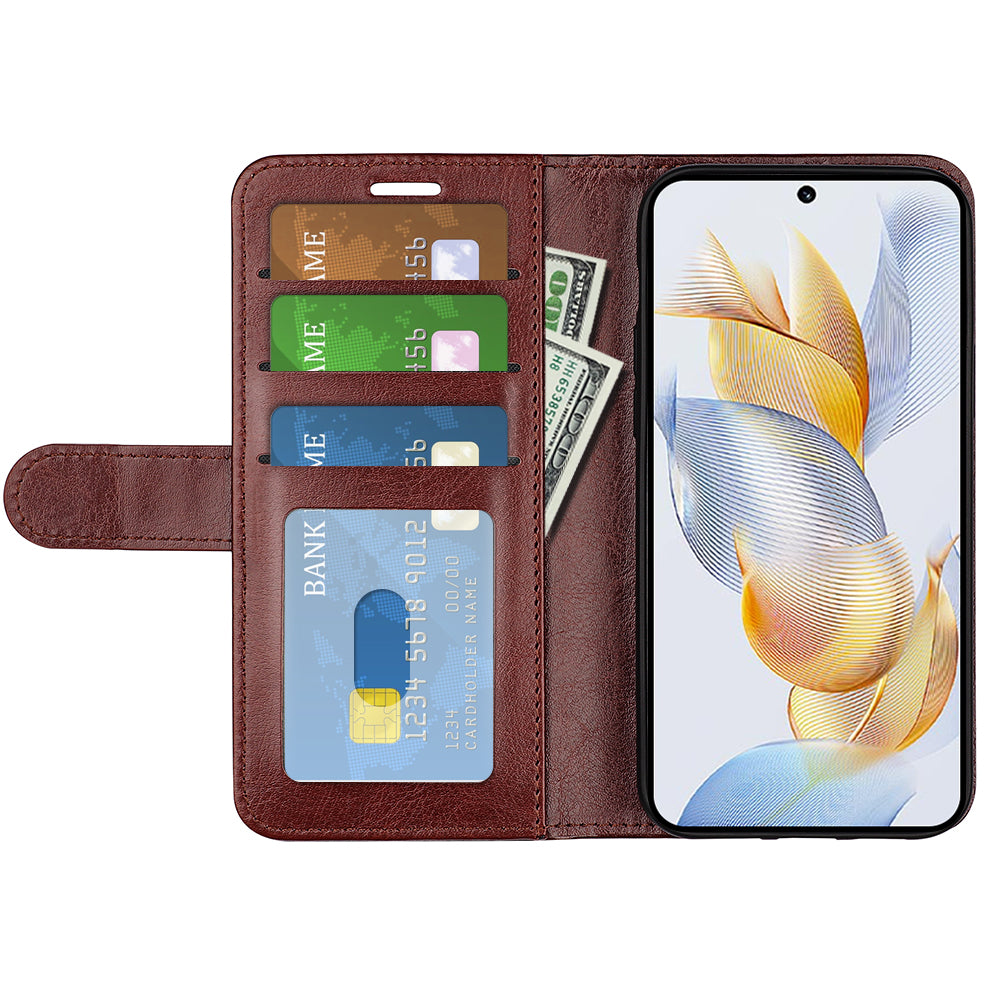 For Honor 90 PU Leather Shell Stand Cover Crazy Horse Texture Wallet Flip Phone Case