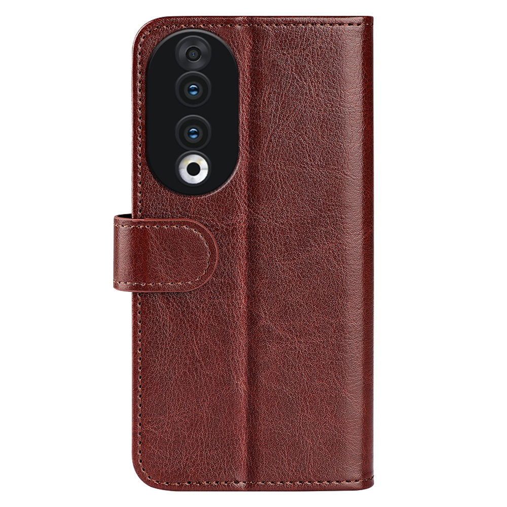 For Honor 90 PU Leather Shell Stand Cover Crazy Horse Texture Wallet Flip Phone Case