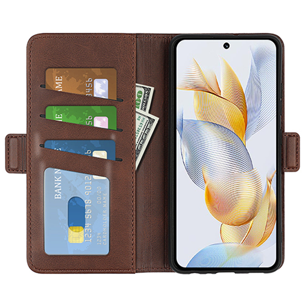 For Honor 90 PU Leather Wallet Phone Cover Calf Texture Stand Full Protection Anti-Scratch Phone Case