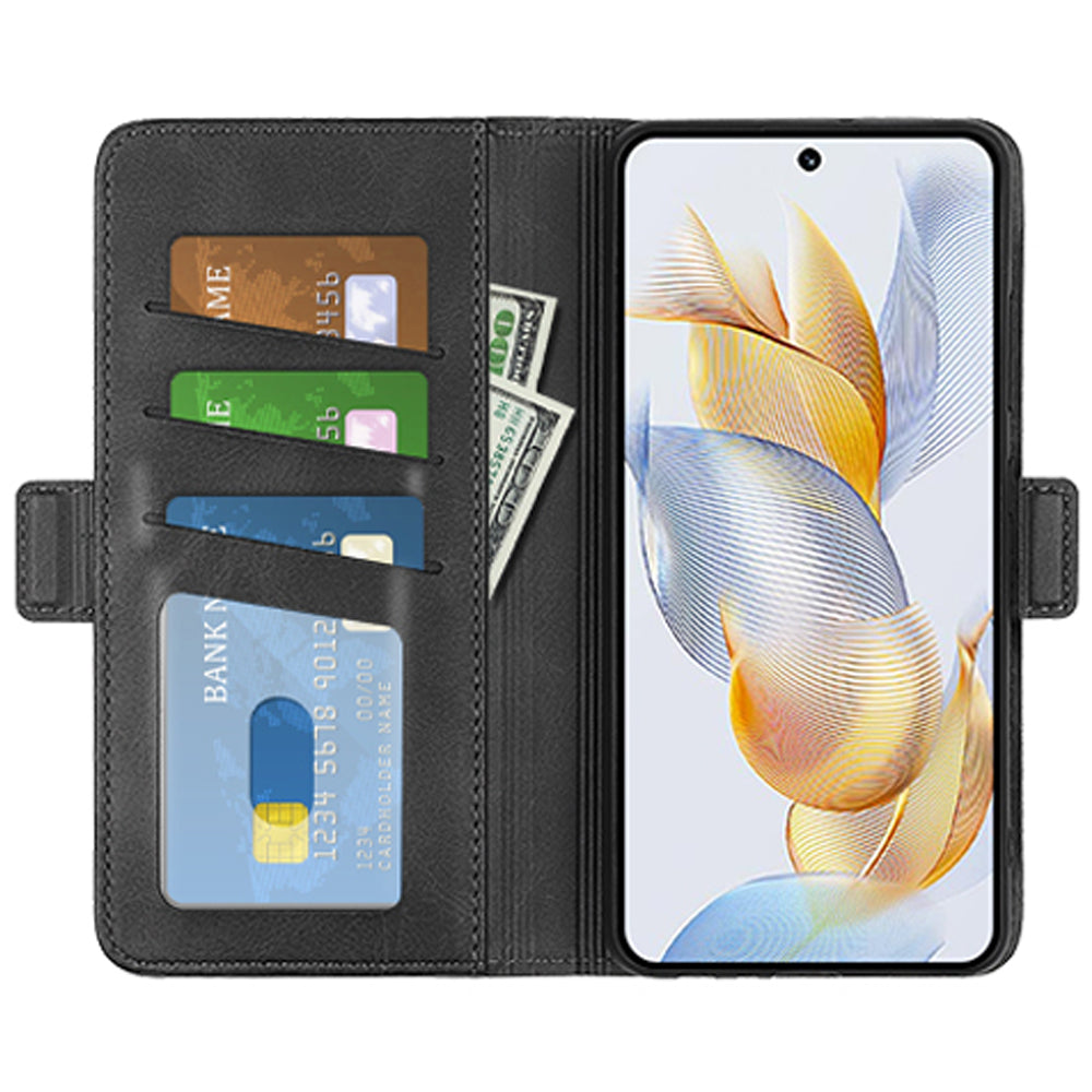 For Honor 90 PU Leather Wallet Phone Cover Calf Texture Stand Full Protection Anti-Scratch Phone Case