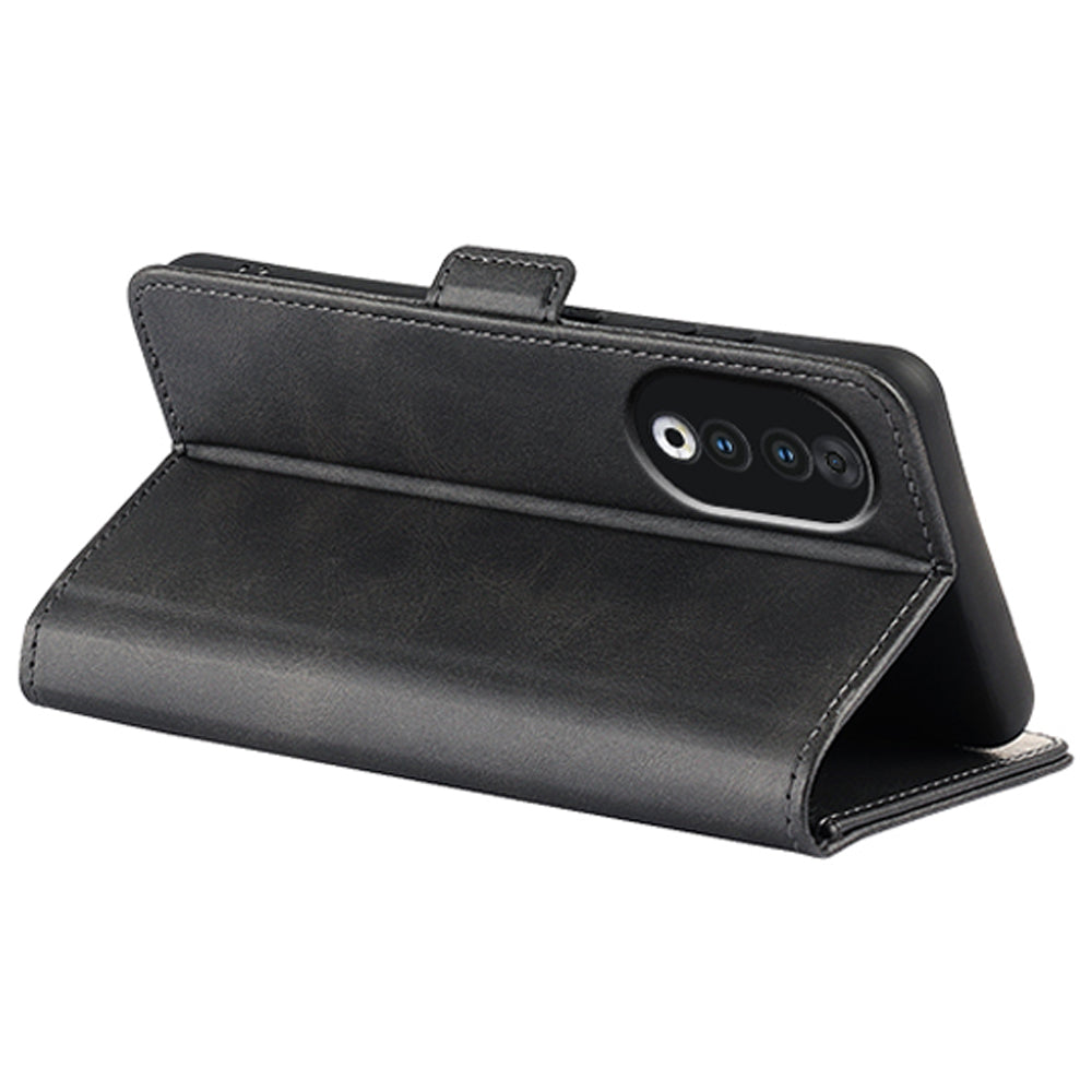 For Honor 90 PU Leather Wallet Phone Cover Calf Texture Stand Full Protection Anti-Scratch Phone Case