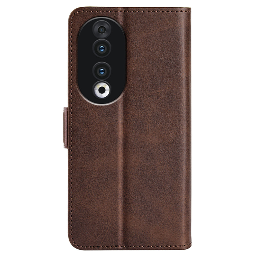 For Honor 90 PU Leather Wallet Phone Cover Calf Texture Stand Full Protection Anti-Scratch Phone Case